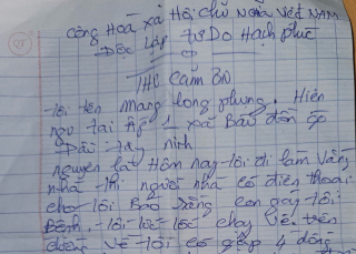Lá thư cảm ơn CSGT huyện Gò Dầu cứu sống bé gái bị ngạt đường thở