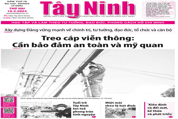 Điểm báo in Tây Ninh ngày 18.3.2024