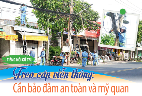 Treo cáp viễn thông: Cần bảo đảm an toàn và mỹ quan