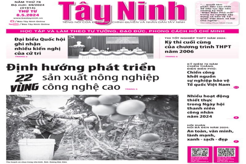 Điểm báo in Tây Ninh ngày 08.05.2024