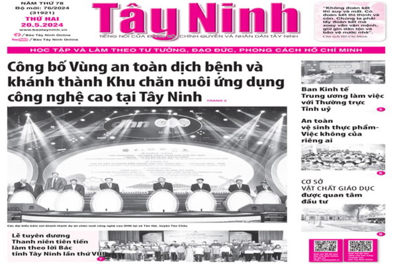 Điểm báo in Tây Ninh ngày 20.05.2024