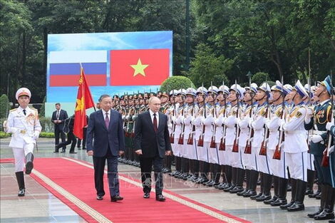 Chủ tịch nước Tô Lâm chủ trì Lễ đón chính thức Tổng thống Liên bang Nga Vladimir Putin
