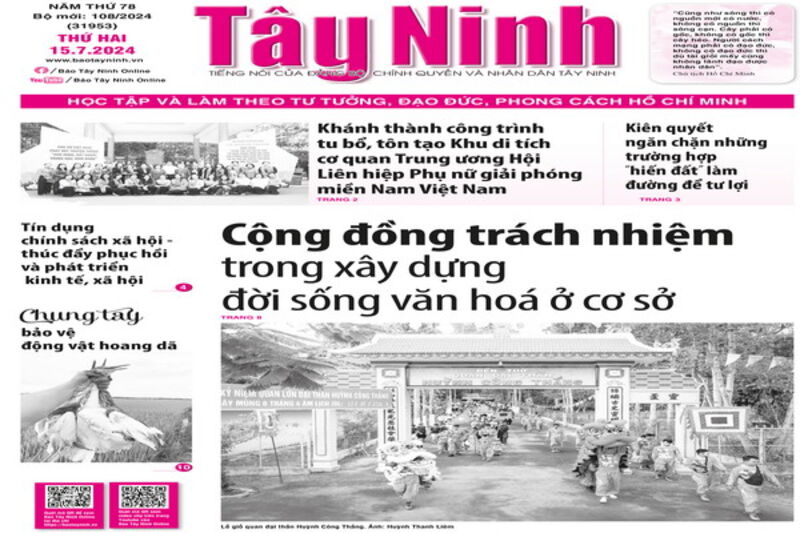 Điểm báo in Tây Ninh ngày 15.7.2024