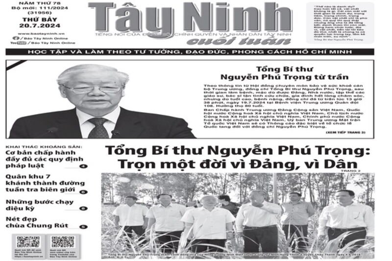 Điểm báo in Tây Ninh ngày 20.7.2024