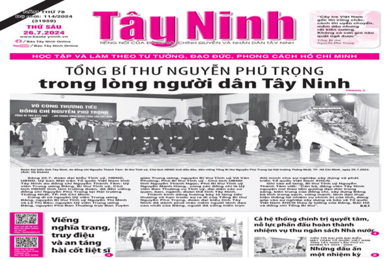 Điểm báo in Tây Ninh ngày 26.7.2024