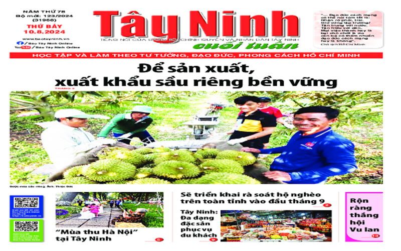 Điểm báo in Tây Ninh ngày 10.08.2024