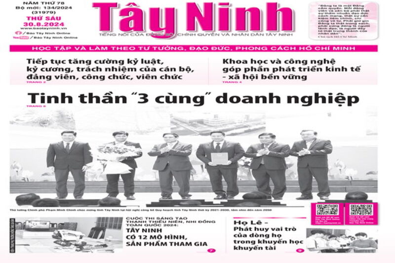 Điểm báo in Tây Ninh ngày 30.08.2024