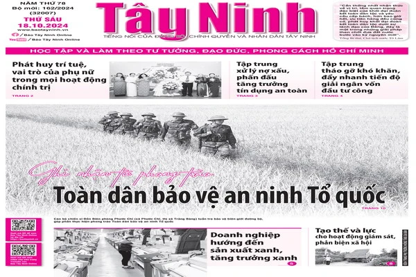 Điểm báo in Tây Ninh ngày 18.10.2024