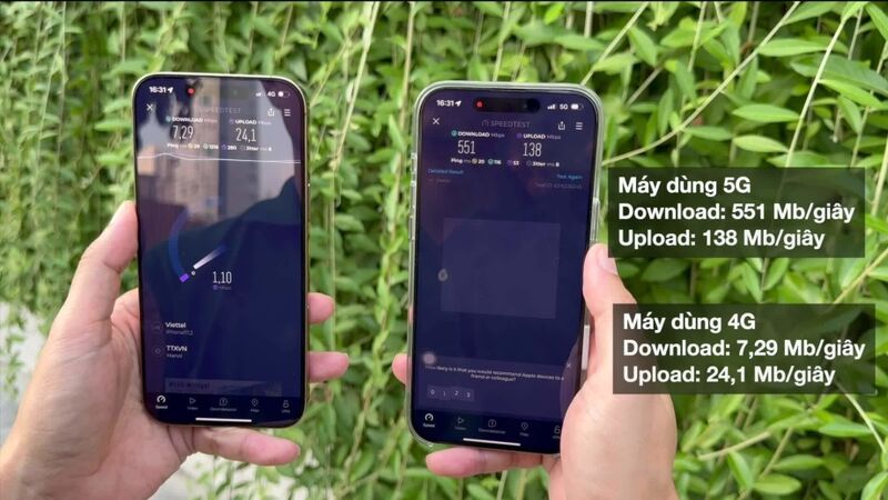 So sánh tốc độ kết nối thực tế của 5G và 4G