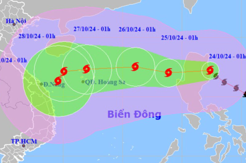 Bão Trami tăng cấp, di chuyển rất nhanh vào Biển Đông