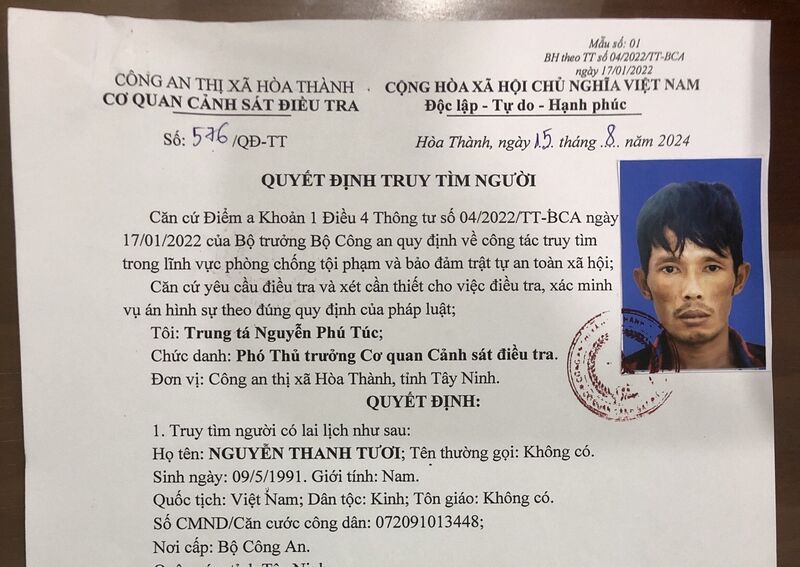 Truy tìm đối tượng có liên quan đến vụ án tàng trữ trái phép chất ma tuý