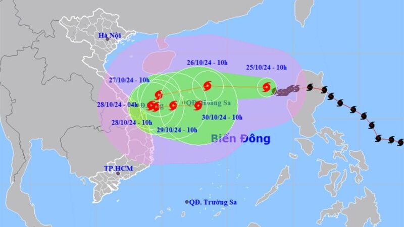 Hai kịch bản đường đi của bão Trami