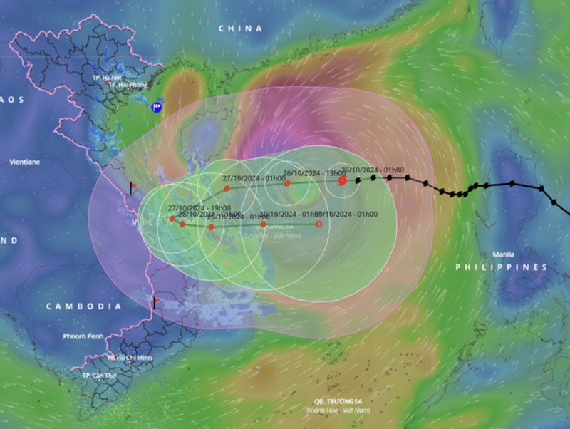 Bão Trà Mi mạnh lên cấp 11, miền Trung mưa dữ dội từ chiều tối nay
