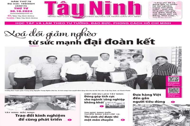 Điểm báo in Tây Ninh ngày 30.10.2024