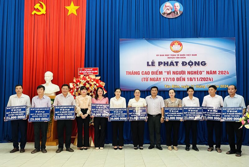 Tân Biên 9 tháng năm 2024 vận động Quỹ "Vì người nghèo"đạt 189%