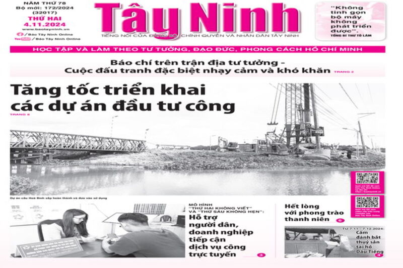 Điểm báo in Tây Ninh ngày 04.11.2024