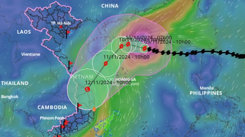 Bão số 7 Yinxing còn mạnh cấp cực đại, suy yếu nhanh khi gặp không khí lạnh