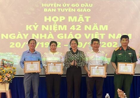 Ban Tuyên giáo Huyện ủy Gò Dầu họp mặt kỷ niệm ngày nhà giáo Việt Nam 20.11