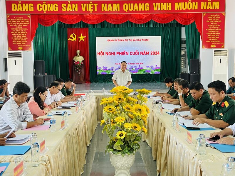 Đảng uỷ Quân sự thị xã Hoà Thành tổ chức hội nghị phiên cuối năm 2024