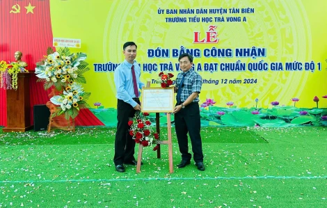 Trường Tiểu học Trà Vong A: Đón nhận bằng công nhận đạt chuẩn quốc gia mức độ 1