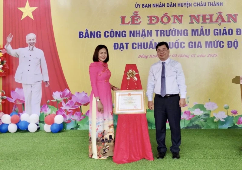 Châu Thành: Công nhận Trường mẫu giáo Đồng Khởi đạt chuẩn Quốc gia mức độ 1