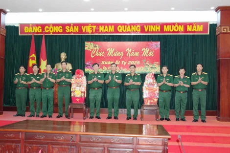 Thiếu tướng Đặng Văn Lẫm- Phó Tư lệnh Quân khu 7 kiểm tra công tác sẵn sàng chiến đấu và chúc tết tại Sư đoàn 5