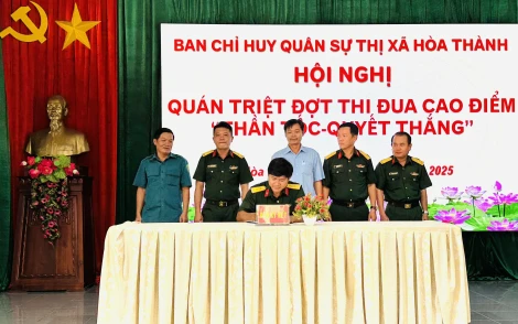 Ban Chỉ huy Quân sự thị xã Hoà Thành quán triệt nhiệm vụ huấn luyện chiến đấu năm 2025