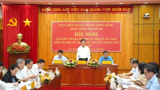 Đoàn kiểm tra số 5 của Ban Chấp hành Trung ương Đảng làm việc với Ban Thường vụ Tỉnh uỷ