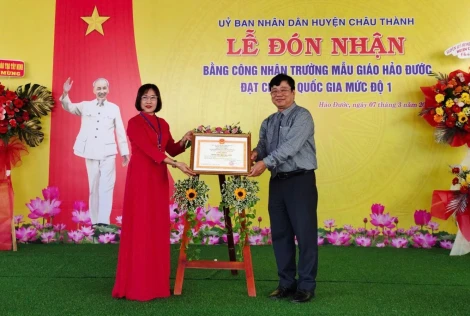 Châu Thành: Công nhận trường Mẫu giáo Hảo Đước đạt chuẩn quốc gia mức độ 1