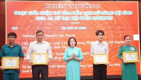 Trao giải Cuộc thi tìm hiểu “Đảng bộ tỉnh Tây Ninh qua 11 kỳ Đại hội” trên internet