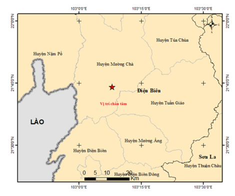 Điện Biên lại tiếp tục động đất 4.0 độ, rung lắc lan rộng