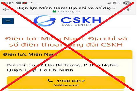 Cảnh báo web giả mạo ngành điện, cước phí tổng đài cao gấp 8 lần