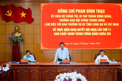Trưởng Ban Nội chính Trung ương làm việc với hai tỉnh Long An và Tây Ninh