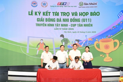 Ký kết tài trợ và họp báo Giải bóng đá nhi đồng Truyền hình Tây Ninh- Cúp Tân Nhiên lần IV năm 2025