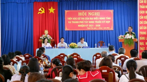 Sáng 4.6, quyền Chủ tịch UBND tỉnh Nguyễn Hồng Thanh cùng Tổ đại biểu HĐND tỉnh, thành phố Tây Ninh tiếp xúc cử tri xã Thạnh Tân, thành phố Tây Ninh trước kỳ họp 21 HĐND tỉnh khoá X và kỳ họp thứ 17 HĐND Thành phố khoá XII, nhiệm kỳ 2021-2026.