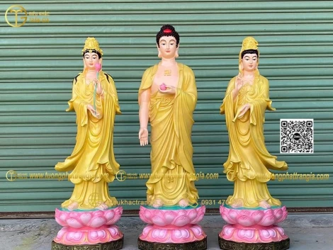 Tượng Tây Phương Tam Thánh nhựa composite giá bao nhiêu tại Điêu Khắc Trần Gia