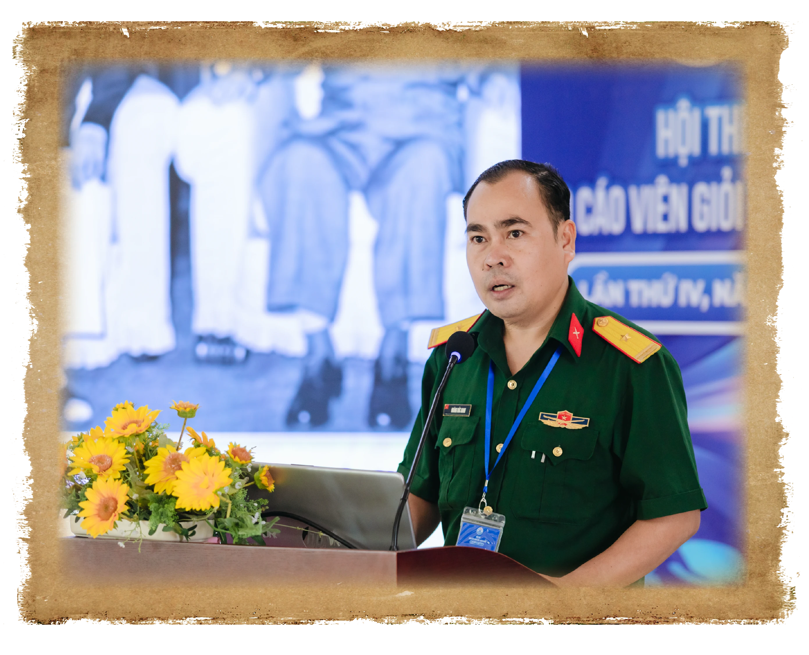 Thiếu tá Hoàng Đức Danh tham gia Hội thi Báo cáo viên giỏi toàn quốc năm 2024.
