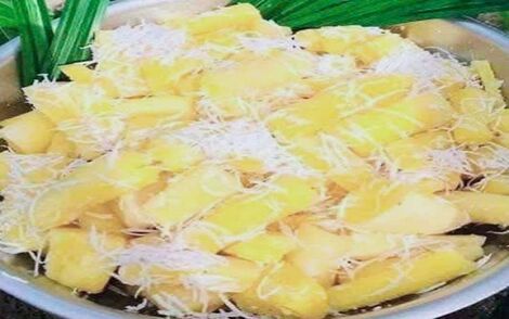 Củ mì hấp nước dừa: Vị quê mộc mạc