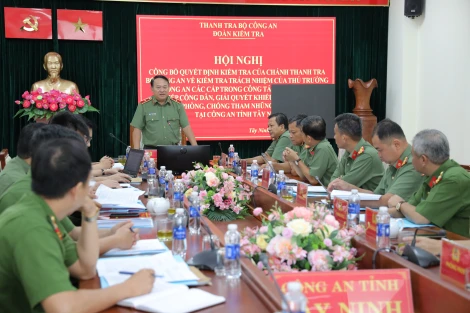 Thanh tra Bộ Công an kiểm tra tại Công an tỉnh Tây Ninh