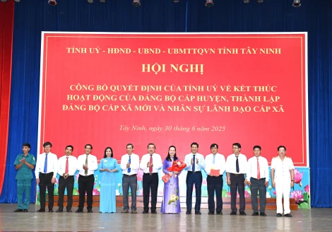 Công bố quyết định kết thúc hoạt động của 9 đảng bộ cấp huyện, thành lập 36 đảng bộ xã mới