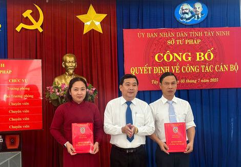 Sở Tư pháp tỉnh Tây Ninh ra mắt bộ máy mới