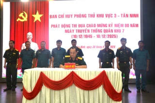 Ban Chỉ huy phòng thủ khu vực 3 phát động thi đua cao điểm chào mừng 80 năm ngày truyền thống Quân khu 7