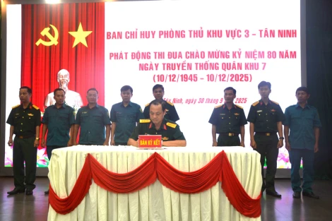 Ban Chỉ huy phòng thủ khu vực 3 phát động thi đua cao điểm chào mừng 80 năm ngày truyền thống Quân khu 7