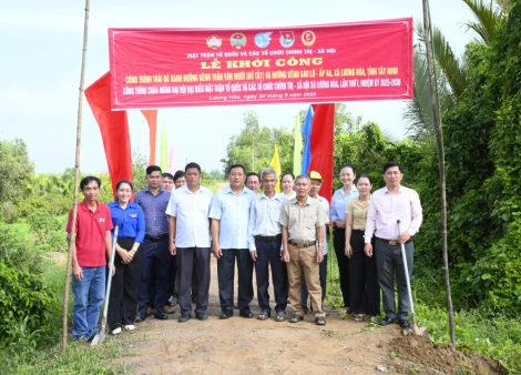 Xã Lương Hòa khởi công công trình chào mừng Đại hội đại biểu MTTQ và các tổ chức chính trị - xã hội xã lần thứ I