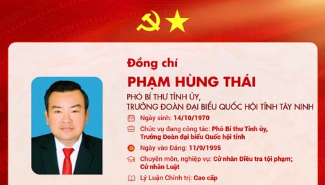 Tóm tắt quá trình công tác của đồng chí Phó Bí thư Tỉnh ủy, Trưởng đoàn đại biểu Quốc hội tỉnh Tây Ninh Phạm Hùng Thái