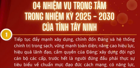 4 nhiệm vụ trọng tâm trong nhiệm kỳ 2025-2030 của tỉnh Tây Ninh