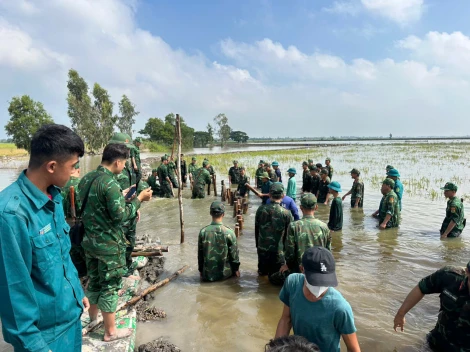 Sáng 15/10, trên địa bàn xã Hưng Điền, tỉnh Tây Ninh xảy ra sự cố vỡ đê bao nghiêm trọng do ảnh hưởng của mưa lớn kéo dài kết hợp với lũ đầu nguồn dâng cao.