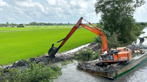 Tân Thạnh: Dồn sức gia cố đê bao chống lũ