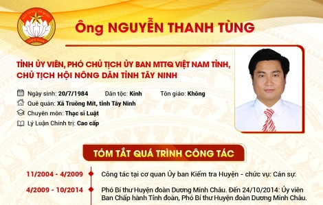 Tóm tắt quá trình công tác của Tỉnh ủy viên, Phó Chủ tịch UBMTTQ Việt Nam tỉnh, Chủ tịch Hội Nông dân tỉnh Tây Ninh Nguyễn Thanh Tùng