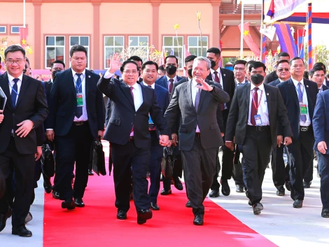 Thủ tướng hai nước Việt Nam - Campuchia dự lễ khai trương cặp Cửa khẩu Quốc tế Tân Nam - Meun Chey